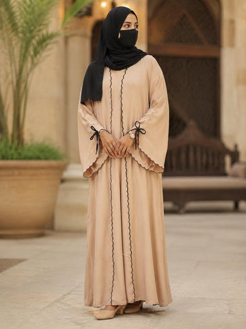 Abaya Peach layered with same colour inner