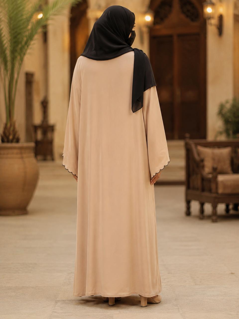 Abaya Peach layered with same colour inner