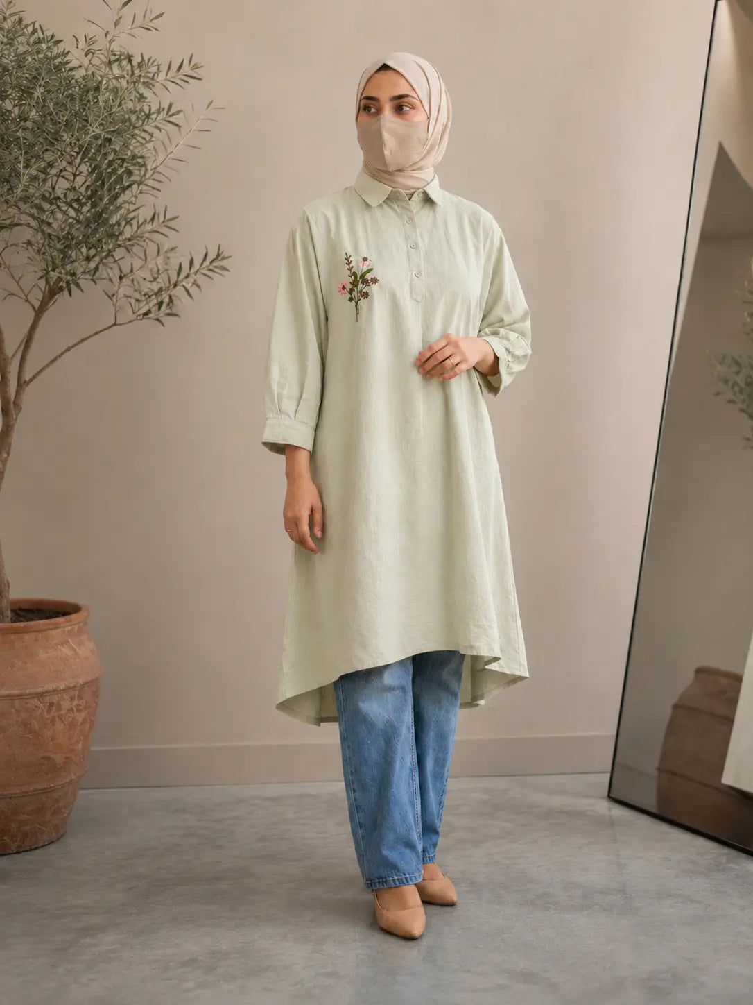 Knee Length Top Honey Brown