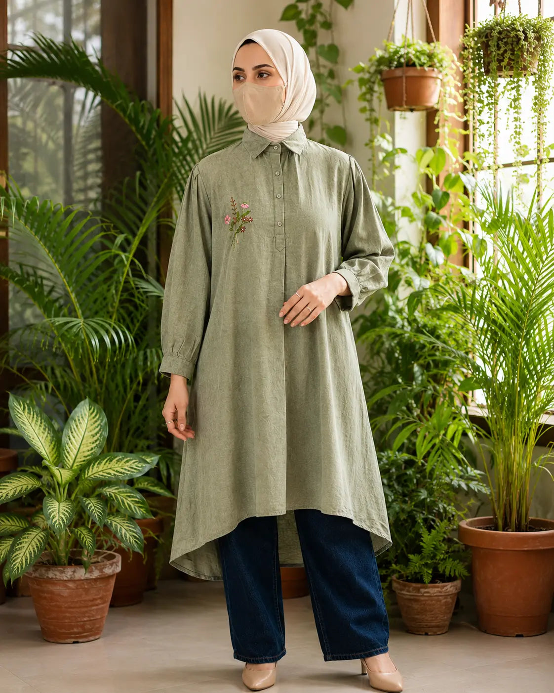 Knee Length Top Pista Green